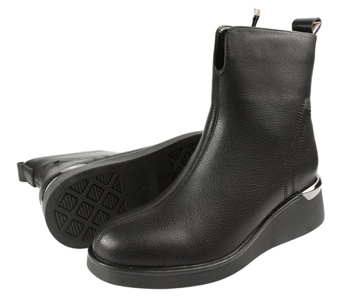 Ghete casual, dama, KARISMA, XS70021A negru, piele naturala